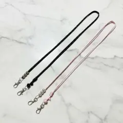 【ブラック(白ドット)、ピンク】2本セット スマホショルダーストラップ ss15
