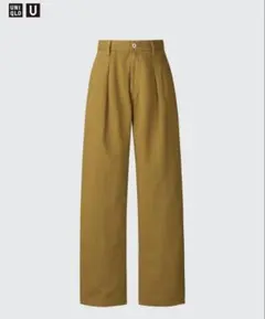 ユニクロ デニムタックパンツ マスタード 25 （股下 69cm 補正）