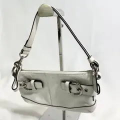 コーチ アクセサリーポーチ 3551 レザー ホワイト 白 チャーム 多機能