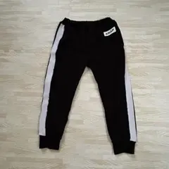 ANAP KIDS サイドライン ロングパンツ ブラック 125-135