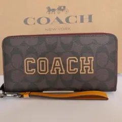 新品 COACH コーチ　長財布 ダークブラウン　シグネチャー CB856