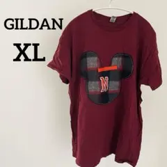 GILDAN バーガンディ 【XL】ミッキー型ポケットTシャツ