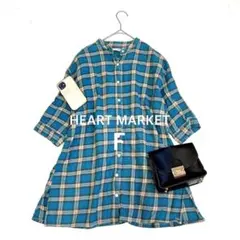 ハートマーケット/スタンドカラーチュニック/七分袖/チェック柄/コットン/リネンのサムネイル