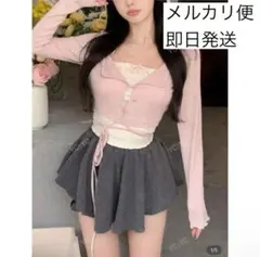 シーイン ニット 長袖 トップス フロントボタン