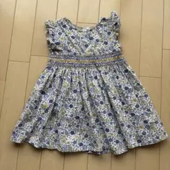 【coto cotte】シャーリング花柄フリル袖ワンピース 90cmのサムネイル