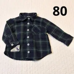 KladSkap シャツ　80 男の子　ネイビー　ネルシャツ