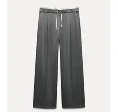 zara サイドライン ワイドパンツ グレー xs