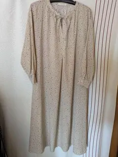 chocol raffine robe ベージュ ドット柄 長袖 ワンピース