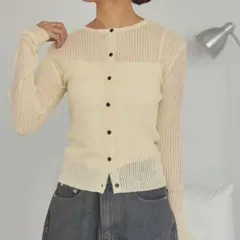 titivate 前後2wayリブシアーニットカーディガン ライトイエロー S