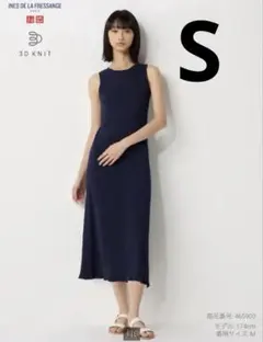 ユニクロ　イネス　3Dニットリブワンピース　ノースリーブ