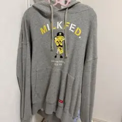 MILKFED.×阪神タイガースコラボグレー フード付きパーカー M