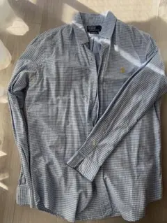 古着　ラルフローレン　チェックシャツ　ブルー　M