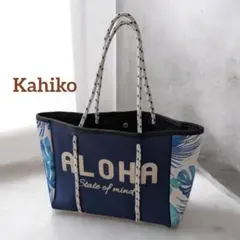 【新品】Kahiko ネオプレーン素材　ハワイアンミニトートバッグ アロハのサムネイル