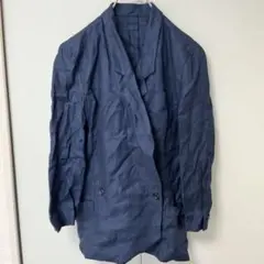 美品 BIKI ITALY 麻 リネン テーラードジャケット 紺 44