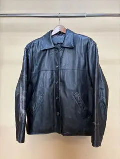 90s real leather car coat レザージャケット ブラック