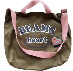BEAMS HEART ショルダーバッグ カーキ ピンクのサムネイル
