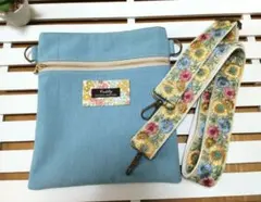 インド刺繍リボンショルダー付き サコッシュ グリーン ハンドメイド