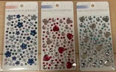 デコレーションシール(ハート&ジュエル、フラワー&ジュエル)3個セット