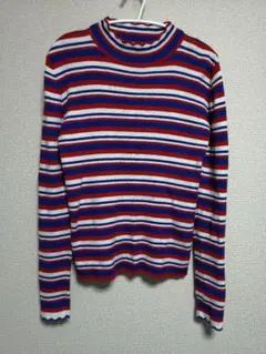 ZARA 赤/青/白 ストライプ ニット Lサイズ