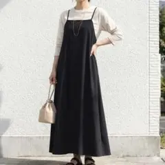 BEAUTY&YOUTH ナイロンフレアキャミワンピース 黒 S ウォッシャブル