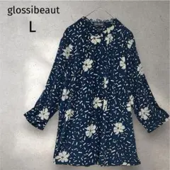 glossibeaut✨花柄ブラウス七分袖 Lサイズ 柔らか ストレッチ