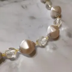 レトロ　エレガントなパール風クリスタルビーズネックレス