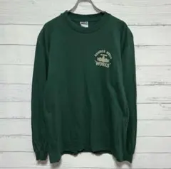 ク*郎様 Hanes BEEFY-T ロンT 緑 L 企業ロゴ ゆるだぼ　グッドのサムネイル