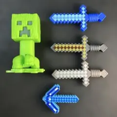 マインクラフト フィギュアセット クリーパー 剣 ピッケル