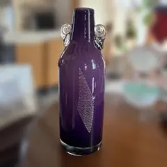 昭和レトロ　カメイガラス KAMEI GLASS 花瓶 フラワーベース 紫 金彩