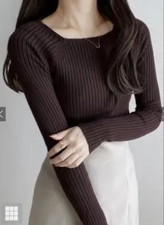 【GRL】スクエアネックリブニットトップス［rut072］