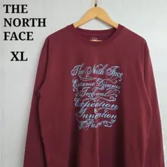 더 노스 페이스 롱 티셔츠 XL 버건디 빅 프린트