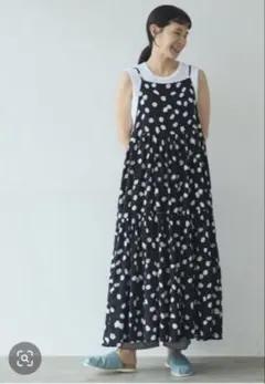 yuni プリント　ティアードジャンパースカート キャミワンピース yuni プリント ティアードジャンパースカート キャミワンピース - メルカリ