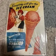 ブリキ　FLARE-TOP アイスクリーム看板