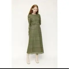 【SLY】 スライ　CIRCLE LACE ドレス　カーキレースパーティードレス