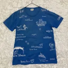 【TK 】　 Tシャツ 観光地名プリント サイズ2 メンズ　青色　刺繍シャツのサムネイル
