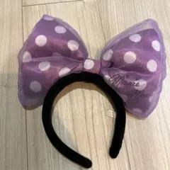 ミニーマウス 紫色 水玉 リボンカチューシャ