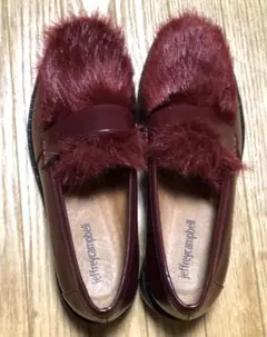 Jeffrey Campbell ファー付ローファー ボルドーのサムネイル