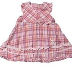 クーラクールうさぎ刺繍のチェック柄ワンピース