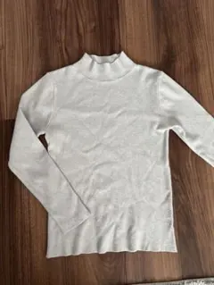 リブネック　セーター　ホワイトグレー