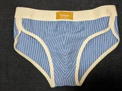 ネイビー色！Mコットン製ホワイトストライプブリーフ