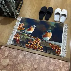 【新品未使用】絵画風絨毯　カーペット　玄関用　紅葉　玄関　廊下　絵画　イラン 新品未使用】絵画風絨毯 カーペット 玄関用 自然 玄関 廊下 絵画 イラン