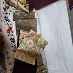 絹の花柄帯 約4メートル