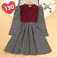 ワンピース　女の子　130 赤　発表会　フォーマル　パーティー　おしゃれ　新品のサムネイル