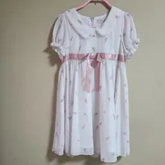 Ank Rouge 花柄 半袖ワンピース ピンク