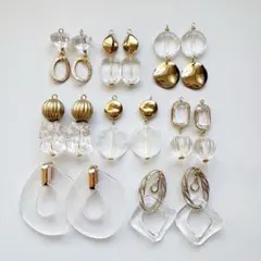 クリア×ゴールド系ピアス8個まとめ売り★2点目半額SALE