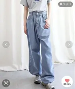 新品　アイモハ　ハイウエストデニムパンツ　Lサイズ　レディースのサムネイル