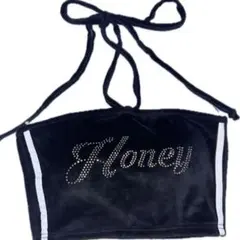 ベアトップ ホルターネック　トップス　ロゴ　ラメ　y2k 平成ギャル　00s