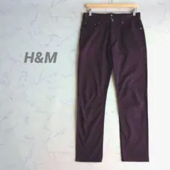 H&M エイチアンドエム スリムパンツ チノパン ボタンフライ 紫 Mのサムネイル
