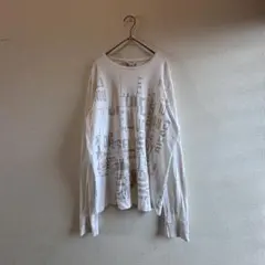 ディーゼル DIESEL総柄ロゴ長袖カットソー　白　Lサイズ　ロンT プリント