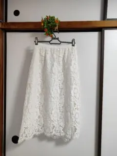 ホワイト レース ロングスカート Fサイズ